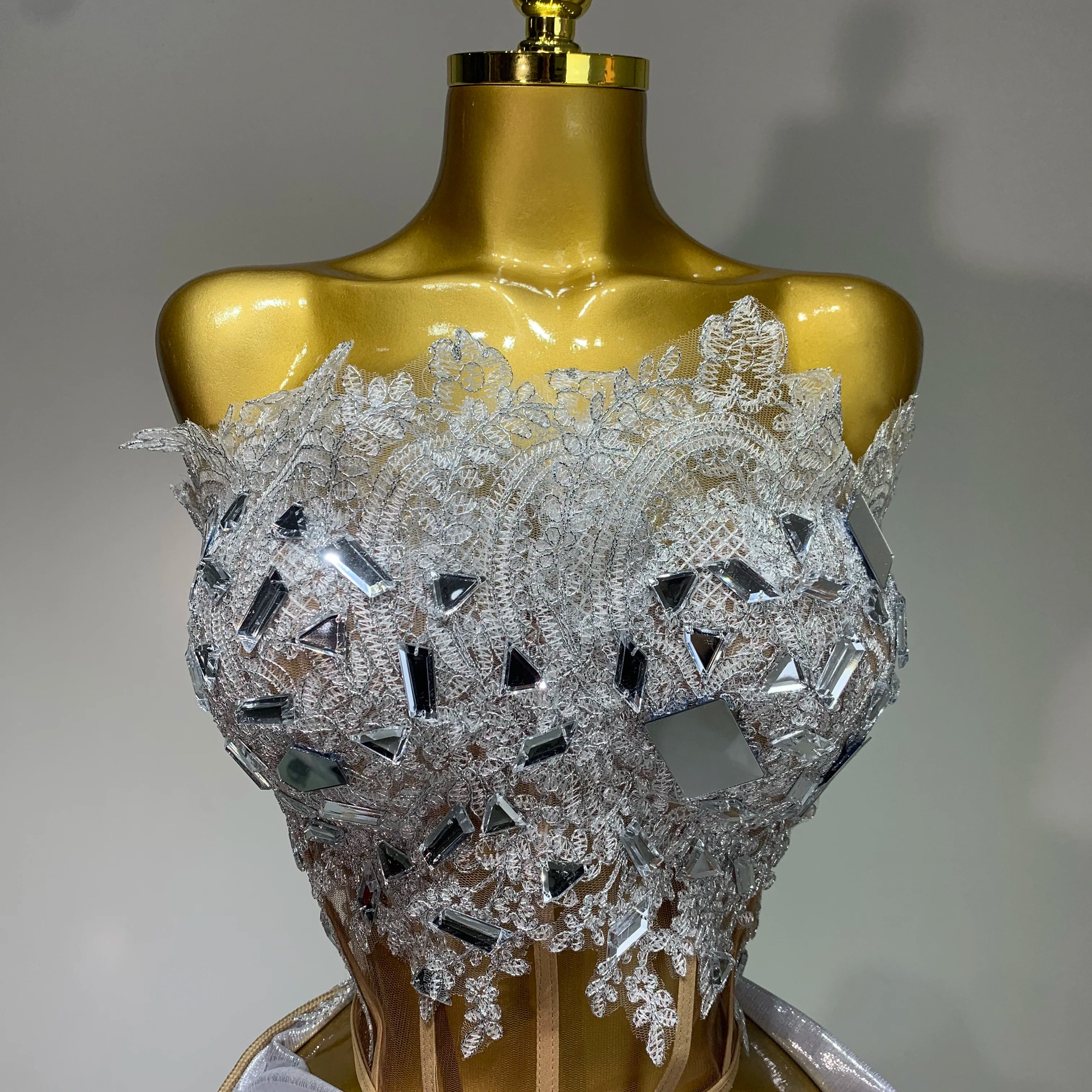 Newest 2025 Sparkly Blue Crystals Sequins Sexy Strapless Short Dress for Women Party Birthday Nightclub Singer Dancer Stage Wear