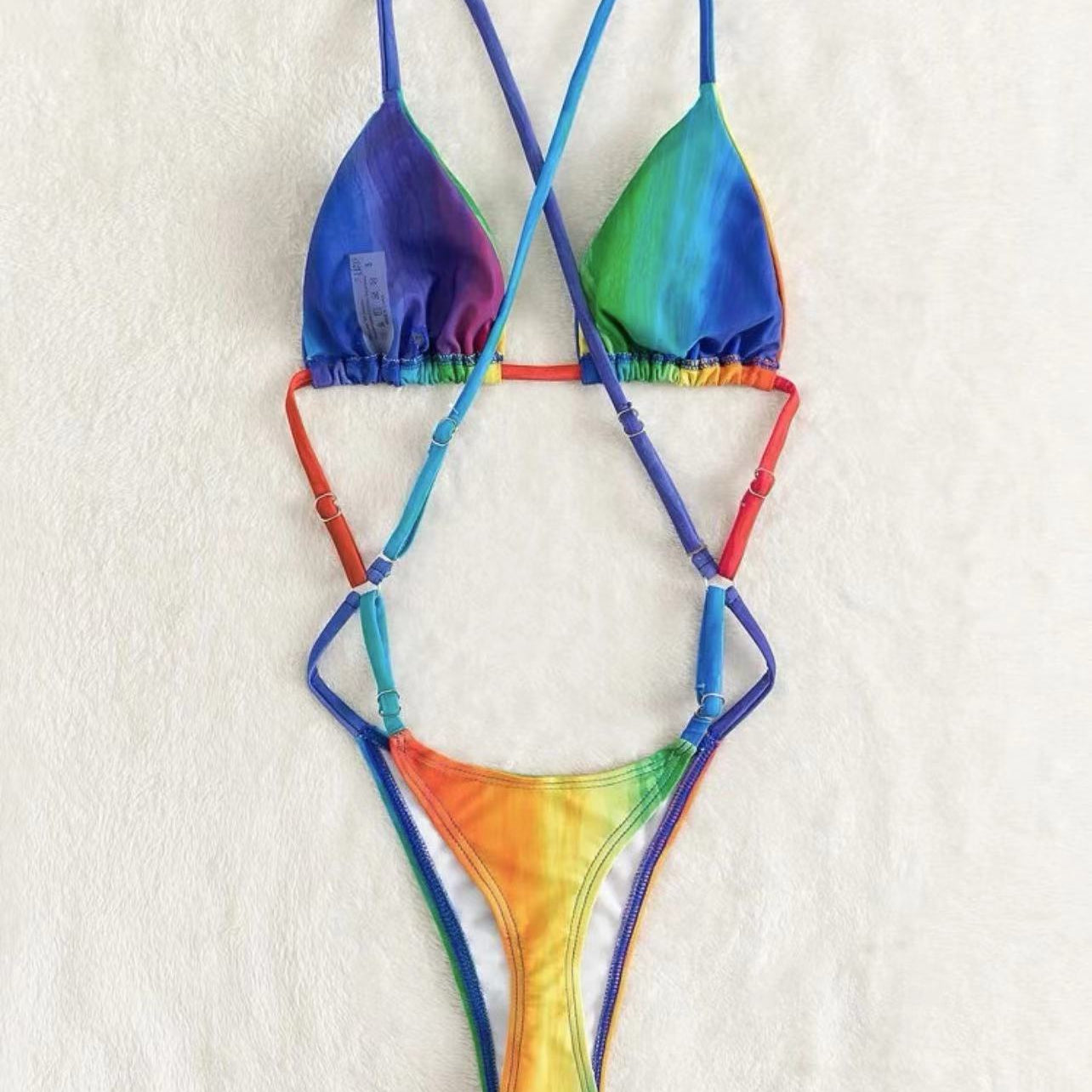 Sexy Gradient Color One Piece Swimsuit - New In Colorful Patchwork Push Up Bikini Beach Cut Out Bathing Suit Trikini Swimwear