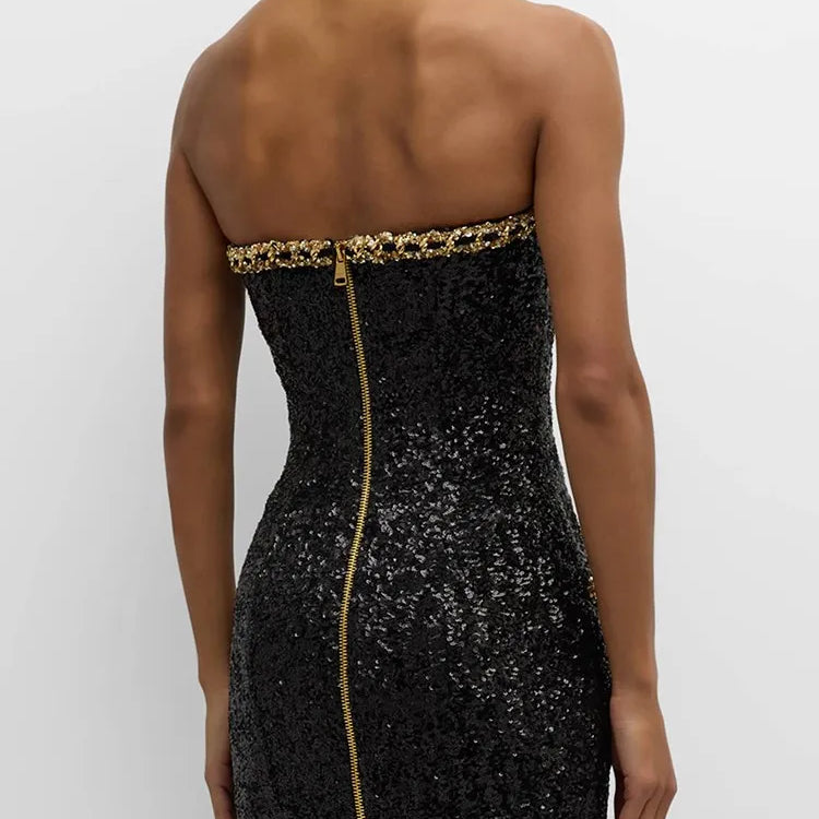 Hit Color Sexy Dresses For Women Strapless Sleeveless High Waist Slimming Patchwork Button Dress Female Fashion New