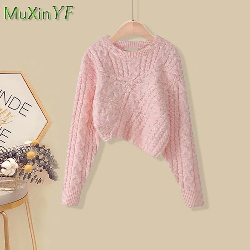 Women's Autumn Winter Suit 2024 New Fashion Knitted Sweater Undershirt Casual Pants 3 Piece Korean Elegant Trousers Matching Set