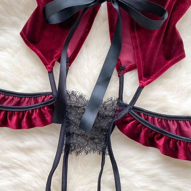 Women Cheongsam Velour Bodysuit Retro Backless Hollow Combination Catsuits Fashion One Piece Sexy Erotic Halter Rompers