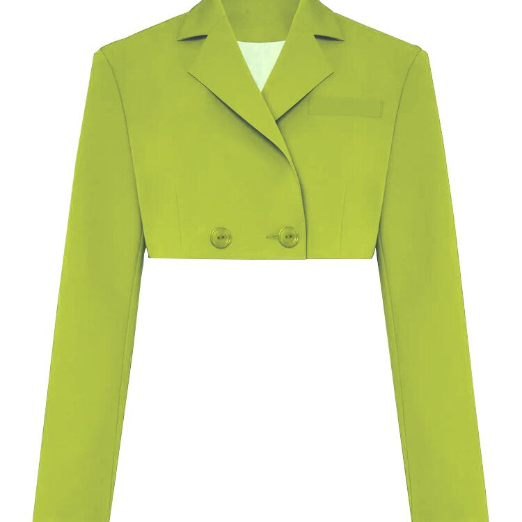 Taruxy Casual Two Piece Sets Women's Fall Outfits 2022 New Black Matching Sets With Skirt And Blazer Cropped Top Suit For Women Only Green Coat