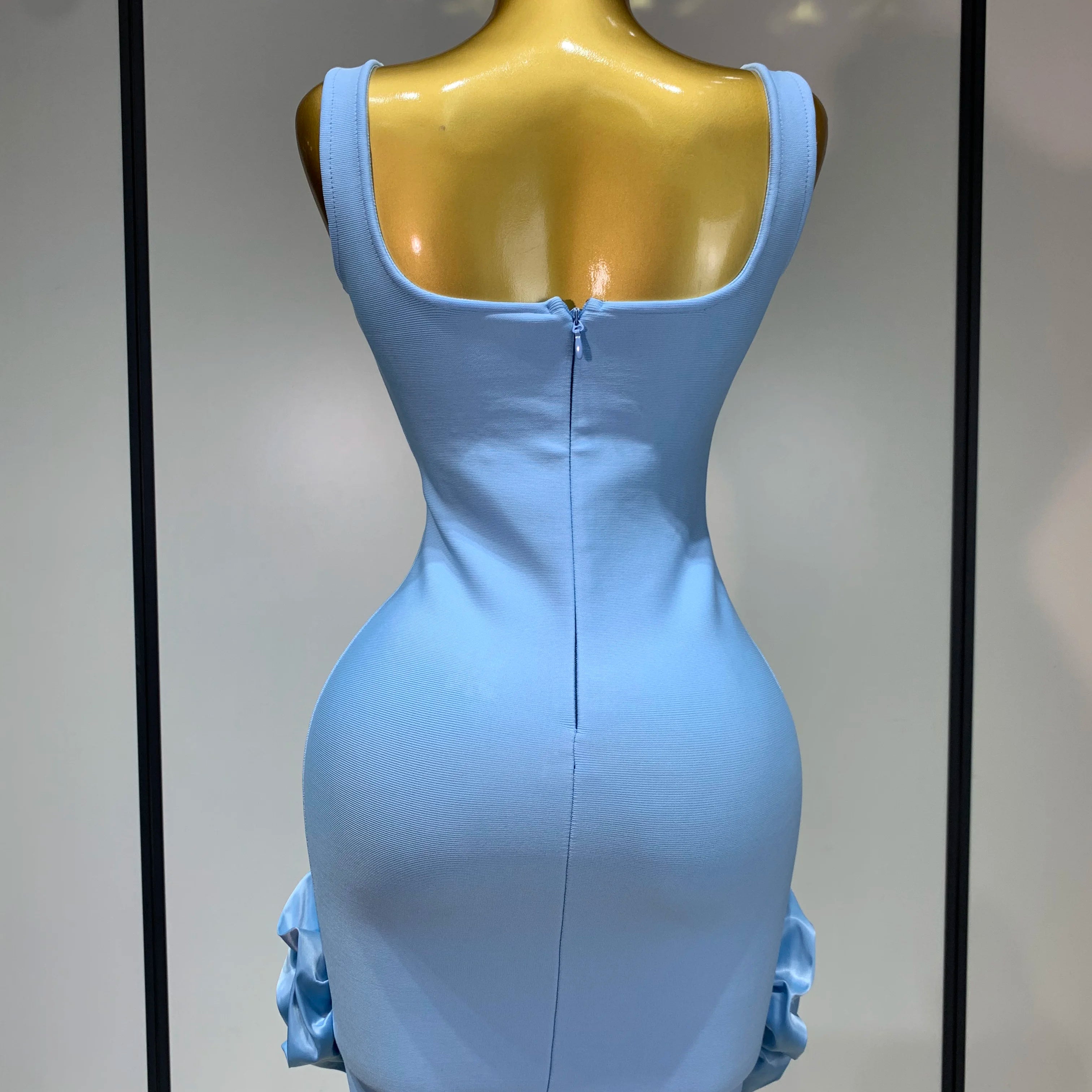 Women Sexy Square Collar Sparkly Rhinestone Bodycon Mini Bandage Dress Celebrate Evening Party Elegant Luxury Birthday Dress