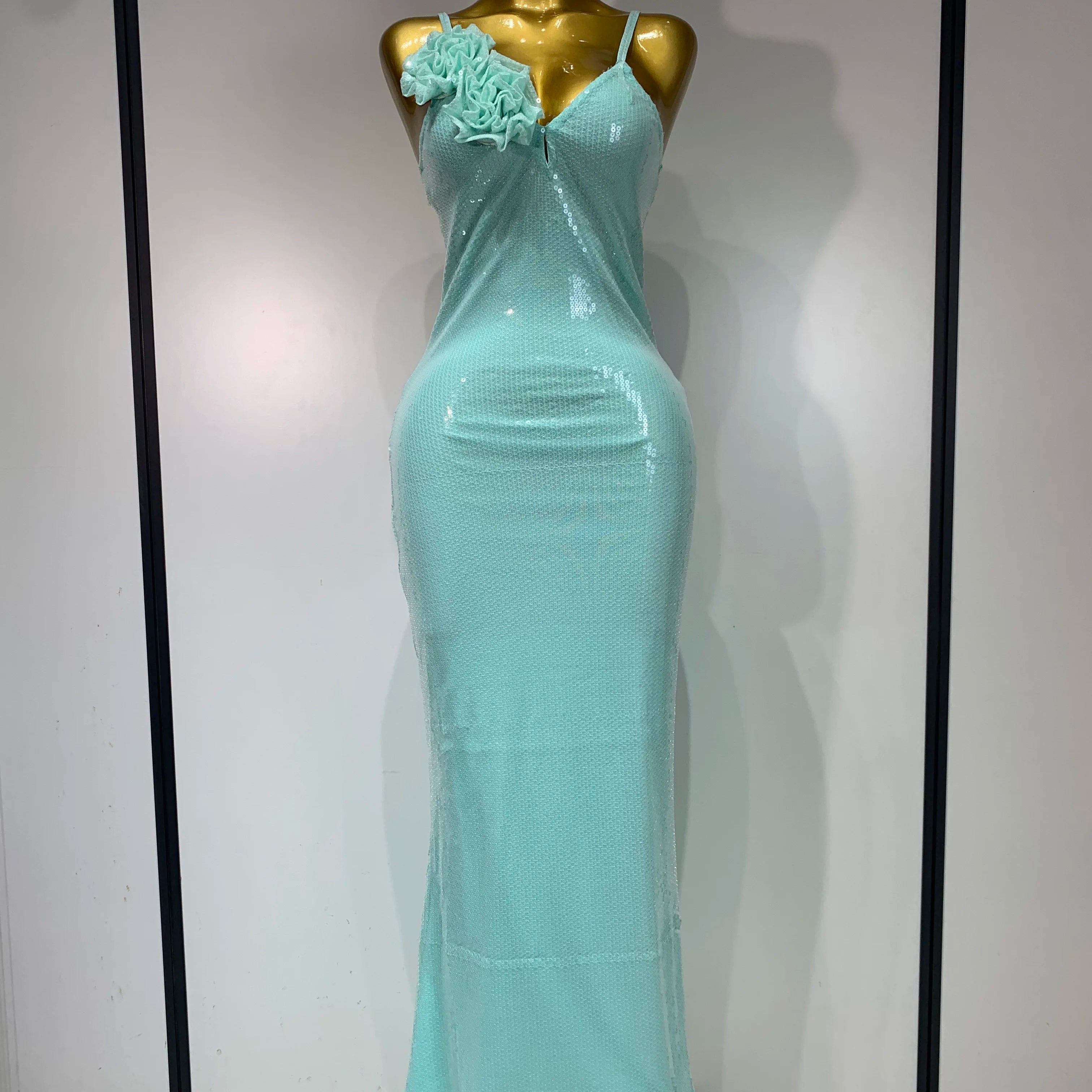 Women Sexy Sling V Neck Appliques Sequines Glitter Bodycon Long Dresses 2025 Luxury Birthday Party Celebrity Evening Prom Gown Mint