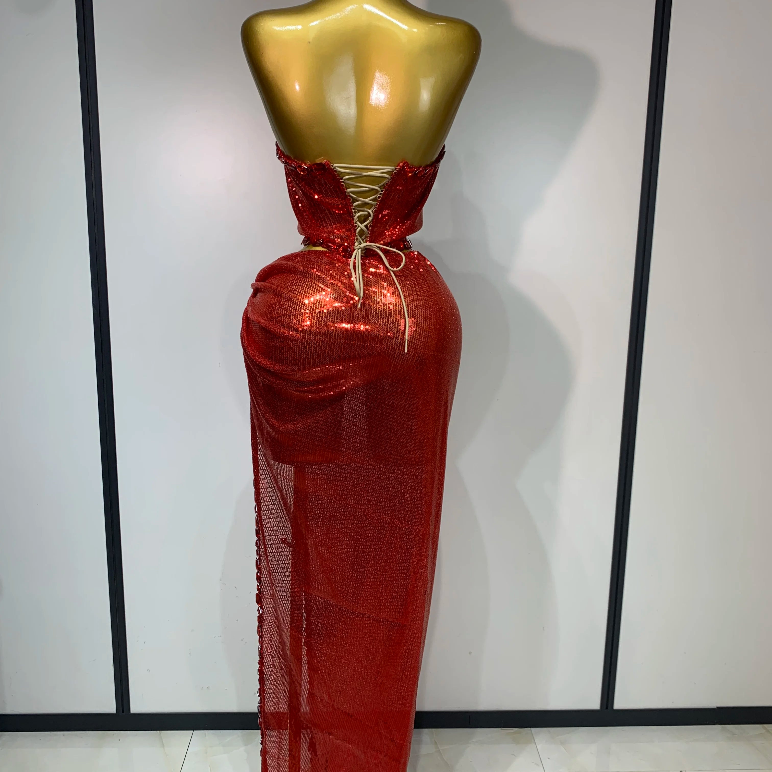 Sexy Backless Shiny Diamond Two Piece Set 2025 Women Elegant Evening Party Luxury Birthday Nightclub Singer Stage costume