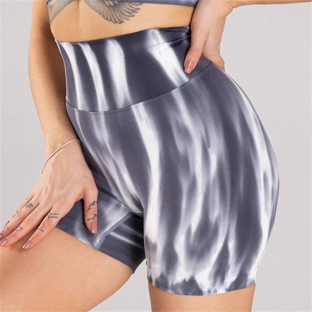 Fashion Aurora Print Seamless Gym Scrunch Shorts Set Push Up Women Sportswear Yoga Wear Training Suit for Fitness Sport Outfit Shorts 6