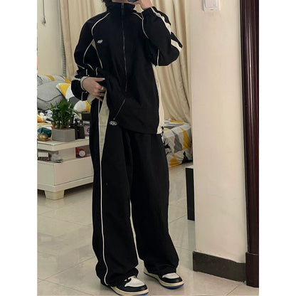 Pantalon rétro pour femmes, couleur unie, ample, cordon de serrage, jogging décontracté, Baggy, jambes larges, survêtement, taille moyenne, vêtements sportifs Y2k, printemps 