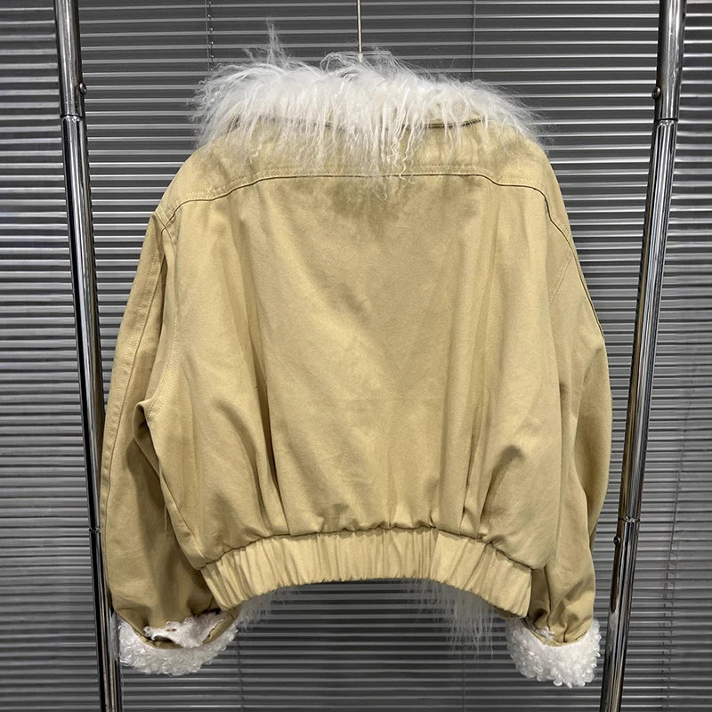 Autumn Winter New Style Casual Versatile Fur Collar Long Sleeve Simple Fashionable Trendy Women's Warm Jacket 11A07906