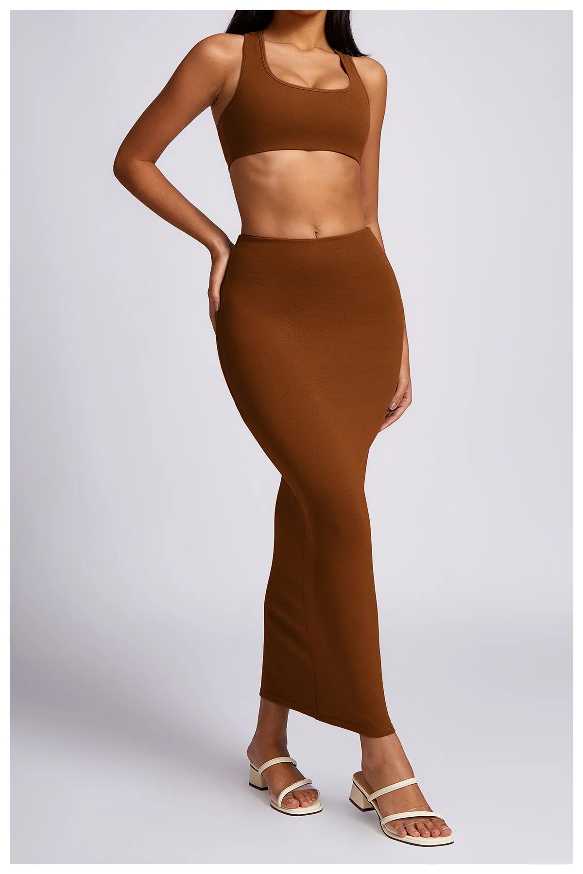 New Yoga Set Workout Clothes Fitness Suits Sports Bra High Waist Leggings 2 Piece Women High Stretch Gym Outfit brown-2