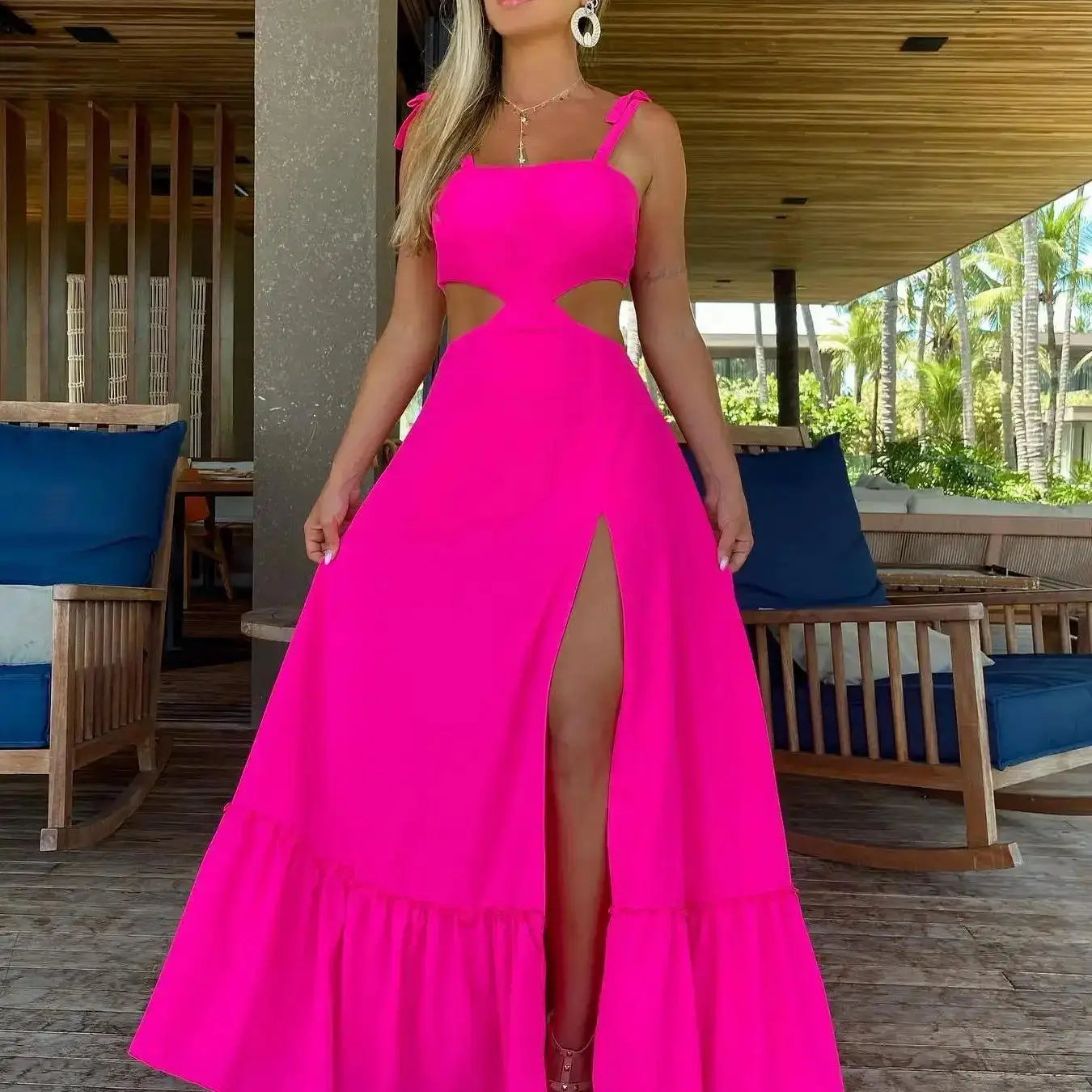 Womens Dresses Summer Sexy Tank Top Woman Clothing Beach Dress Robe Casual Elegant And Pretty Women's Dresses Rose Red PI23301P1