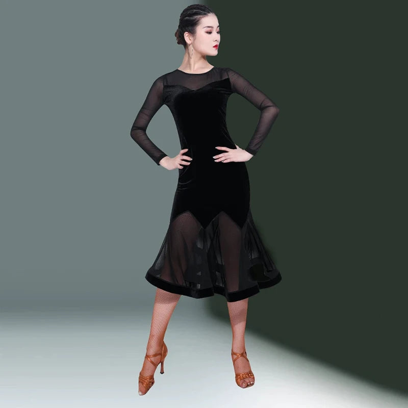 Line Dance Skirt Latin Dance Practice Clothing for Women Spring and Summer Transparent Training Sexy Dress Skirts Wear Suit Use
