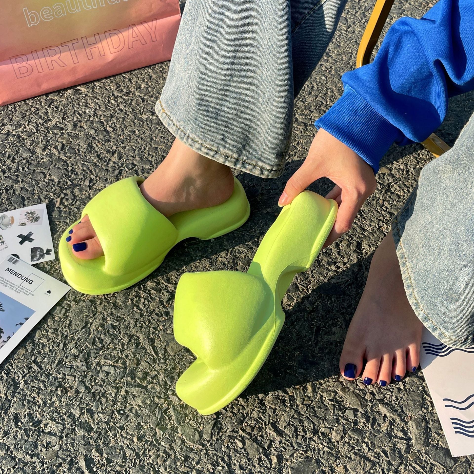 Summer Women Slippers 2024 New Fashion Thick Slides Thick Sole Open Toe Outdoor Beach Walking Eva Casual Summer Platform Sandals