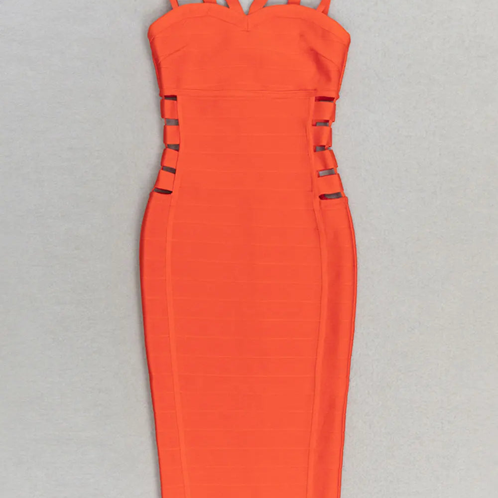 2025 Sexy Women's Bandage Dress Spaghetti Strap Sleeveless Bodycon Hollow Design Dress Cocktail Evening Party Vestidos