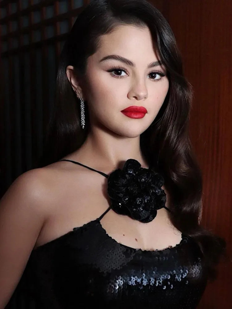 Luxury Women Celebrity Sexy Black Flower Mesh Sequins Maxi Long Gowns Dress 2025 Elegant Evening Party Club Vestido