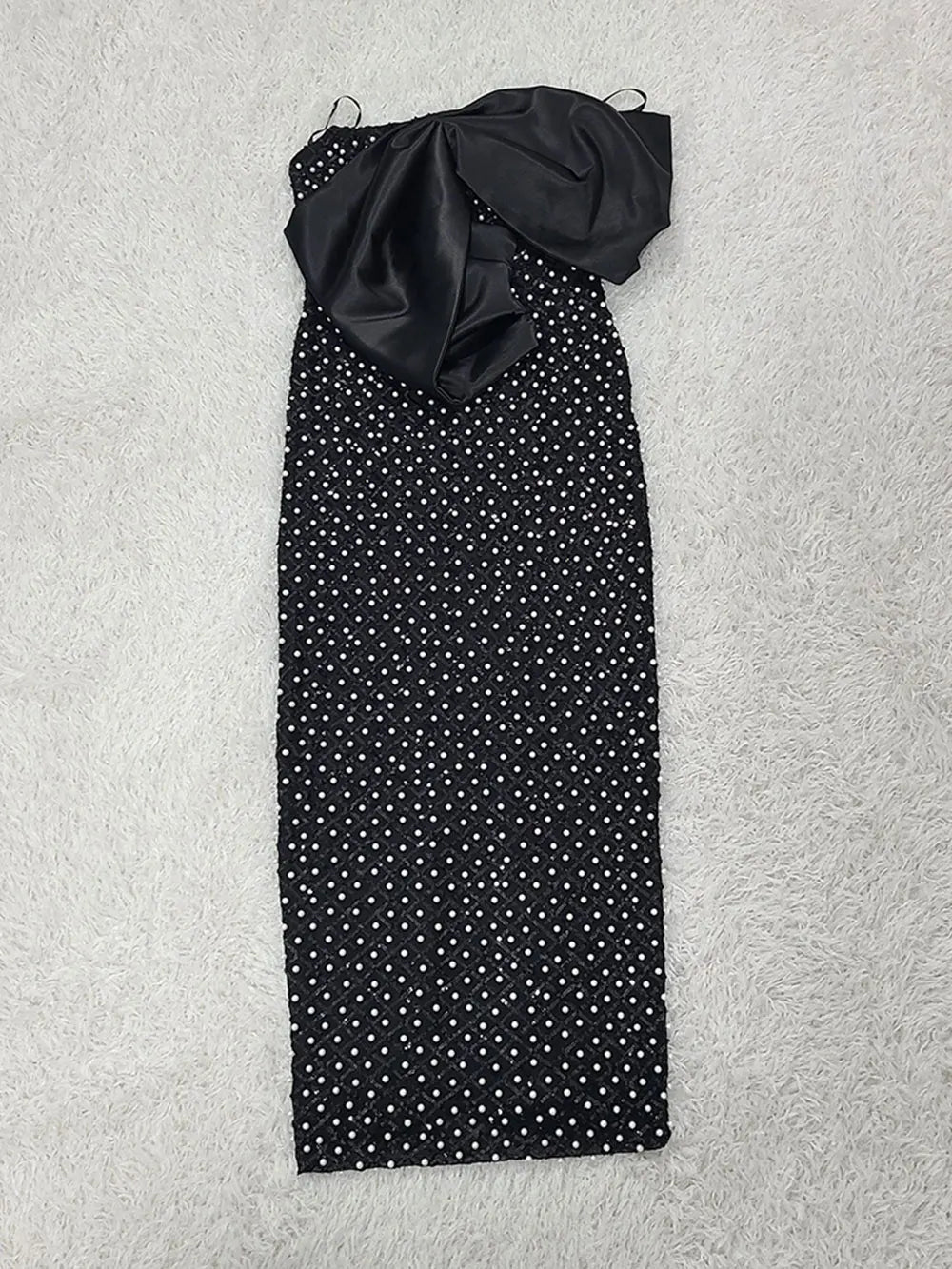 2024 Sexy Women's Heavy Industry Nail Bead Dress Shoulder Collar Bodycon Backless Midi Dress Cocktail Evening Party Vestidos