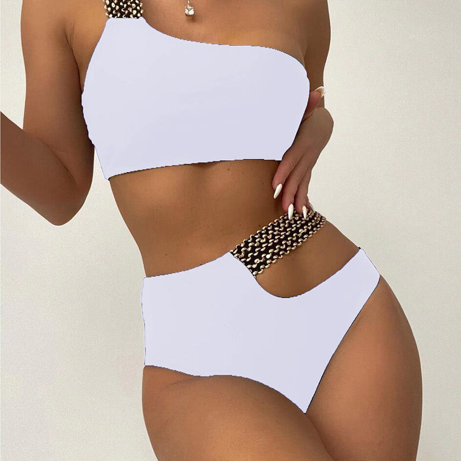 Sexy One Shoulder Strapped Print Swimwear - Push UP High Cut One Piece Swimsuit Monokini Backless Bathing Suit 7601 NO 7