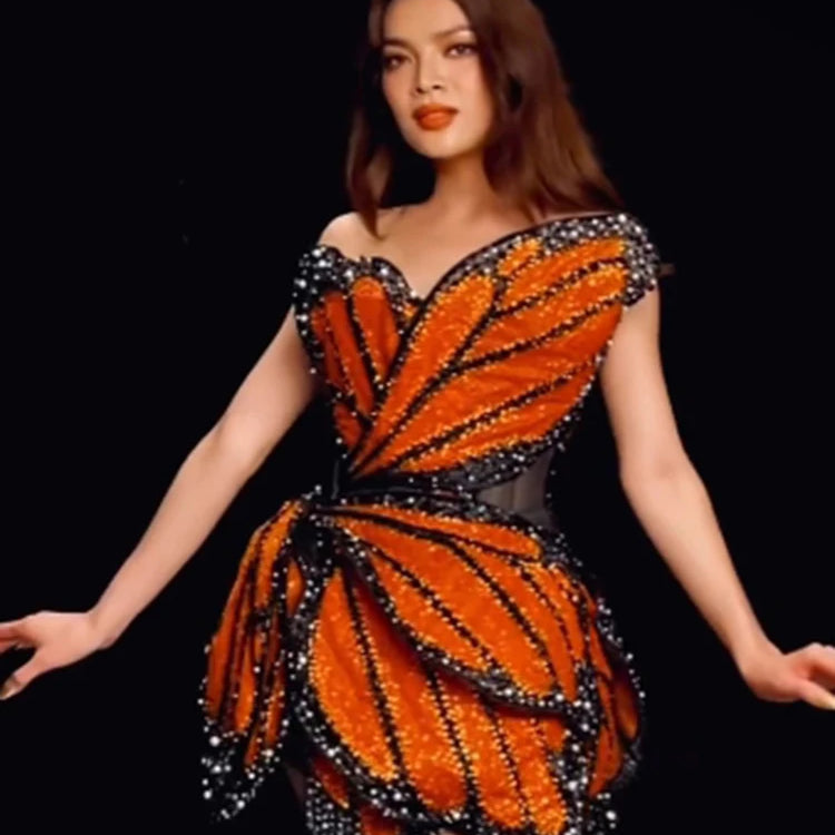 Luxury Dress For Women Beautiful Butterfly Shape Design Sequins Mini Celebrity Party Vestido 2023 New Trendy