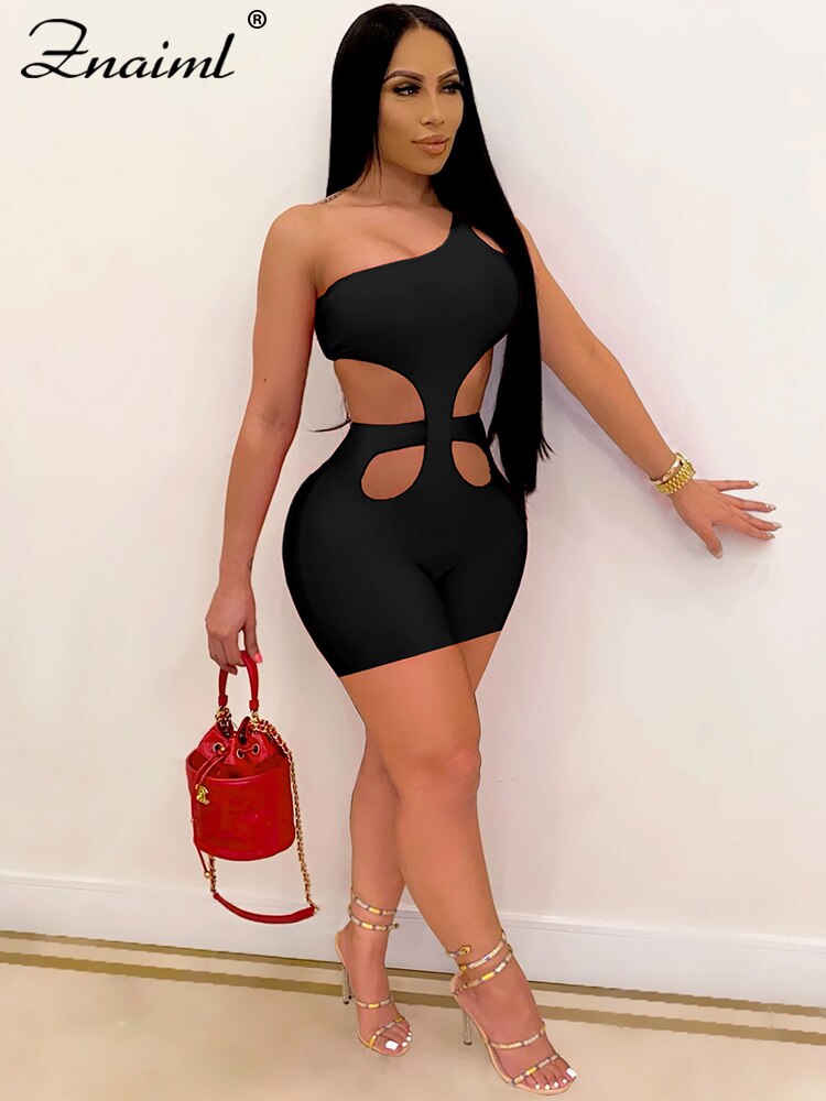 Znaiml 2024 One Shoulder Piece Rompers Playsuit Outfits Overalls for Women Clothing Summer Short Jumpsuit Monos Sexy Mujer