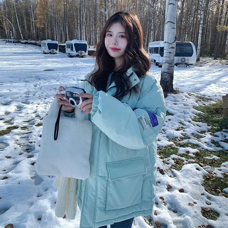 Winter Cotton Coat Women'S Short Korean Style 2024 New Bread Coat Winter Loose Cotton Jacket Thickened Cotton Coat Trendy Jacket