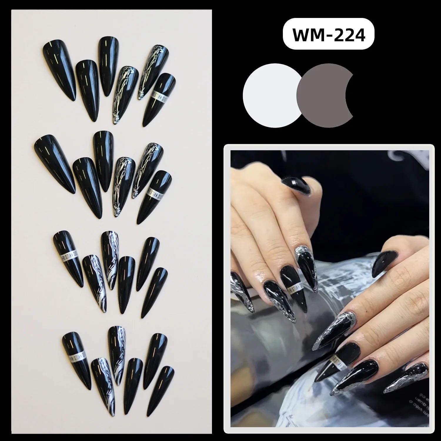 24pcs Classical Flowers Press on Nails Watercolor Butterflys Flowers Print False Nails Wearable Spicy Girls Fake Nails for Women 5