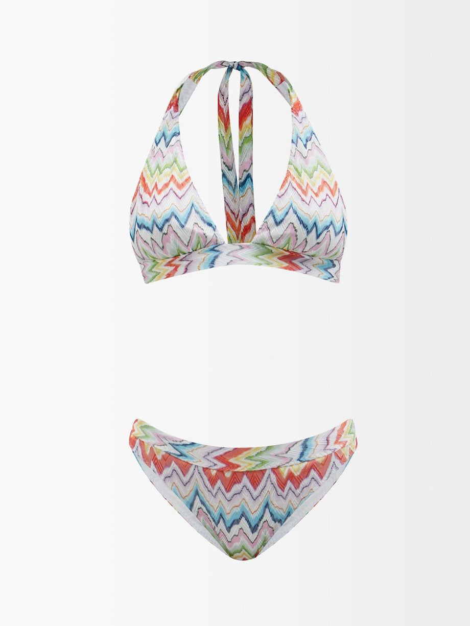 Tankini Fashion Colorblock Rainbow Striped Beach Swimsuit Set - Suit Surf Wear String Bathing Suit Luxury Black