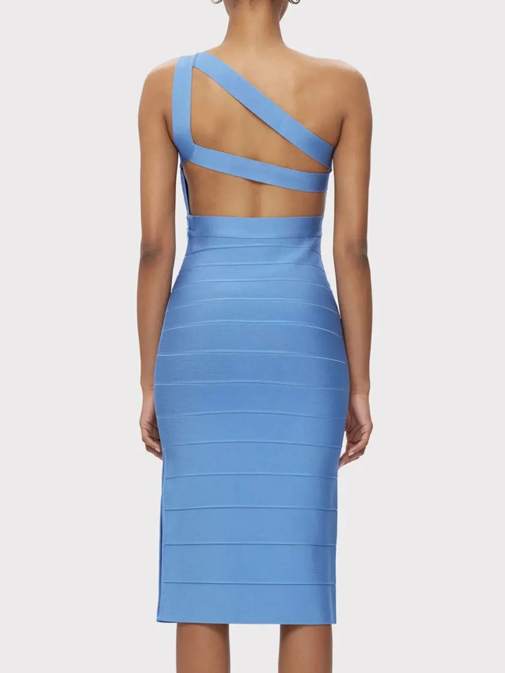 2025 Elegant Women's Single Shoulder Sleeveless Bandage Dress with Diagonal Collar Bodycon Bareback Split and Knee Dress Vestido