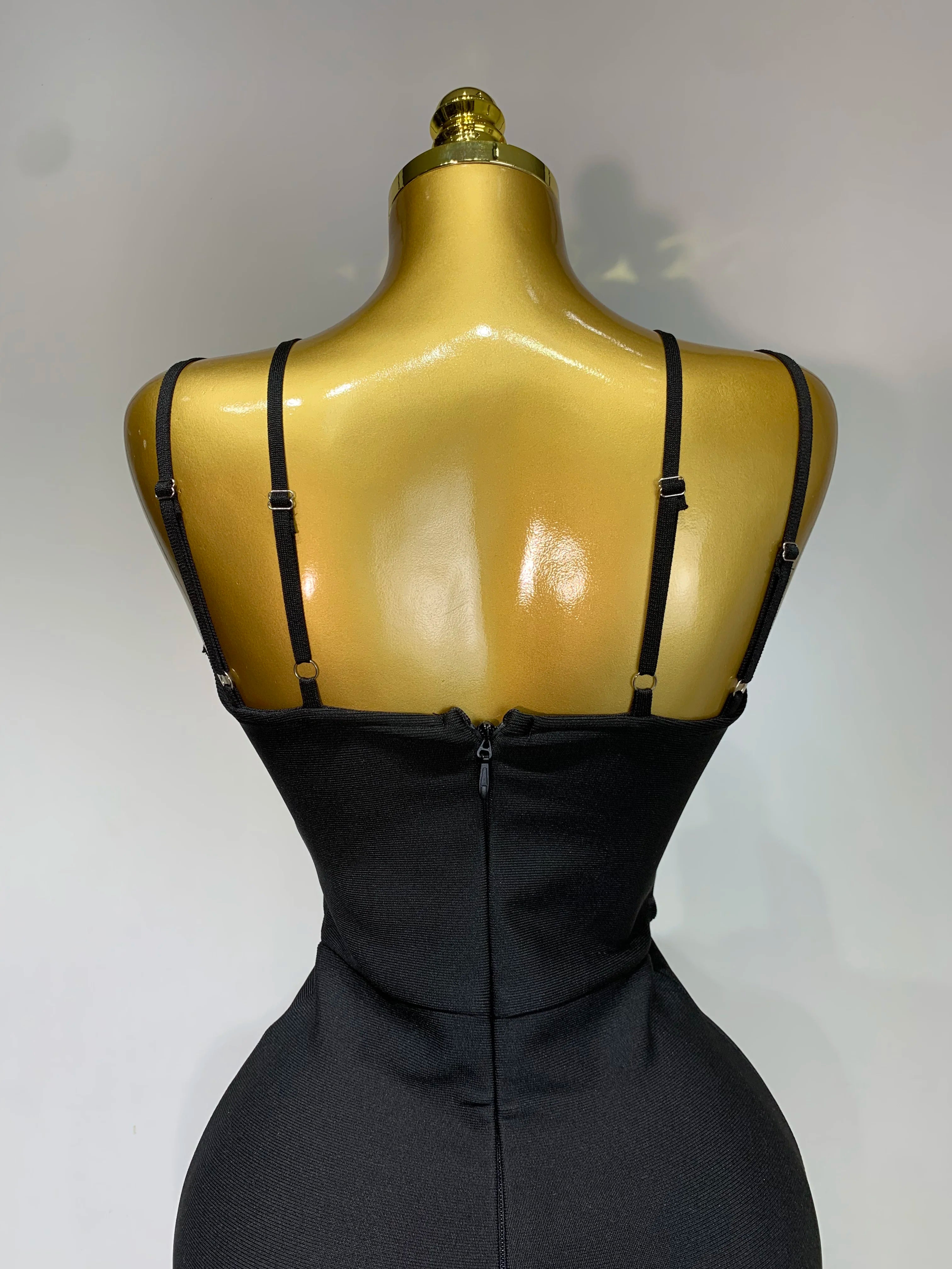 Women Sexy Sleeveless Hollow out Split Backless Black Midi Bandage Dress 2025 Celebrity Elegant Evening Cocktail Party Dresses