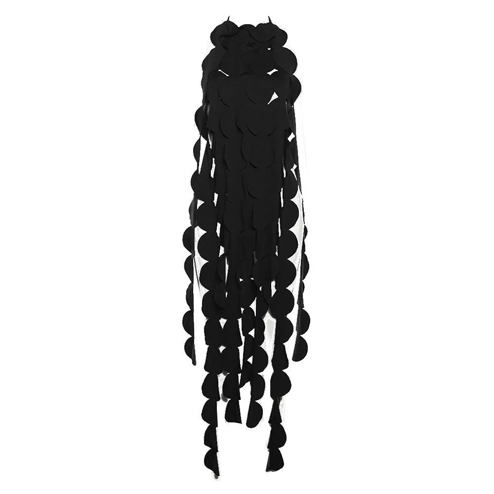 Solid Backless Dresses For Women O Neck Sleeveless Patchwork Lace Up Temperament Slimming Dress Female Fashion New BLACK