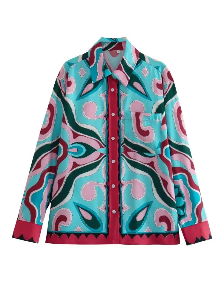 BlingBlingee Summer Printed Women Wide Pants Satin Suits Traf Asymmetric Sleeveless Strapless Crop Top Female Sets Y2K Only Top 1