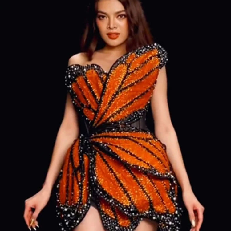 Luxury Dress For Women Beautiful Butterfly Shape Design Sequins Mini Celebrity Party Vestido 2023 New Trendy
