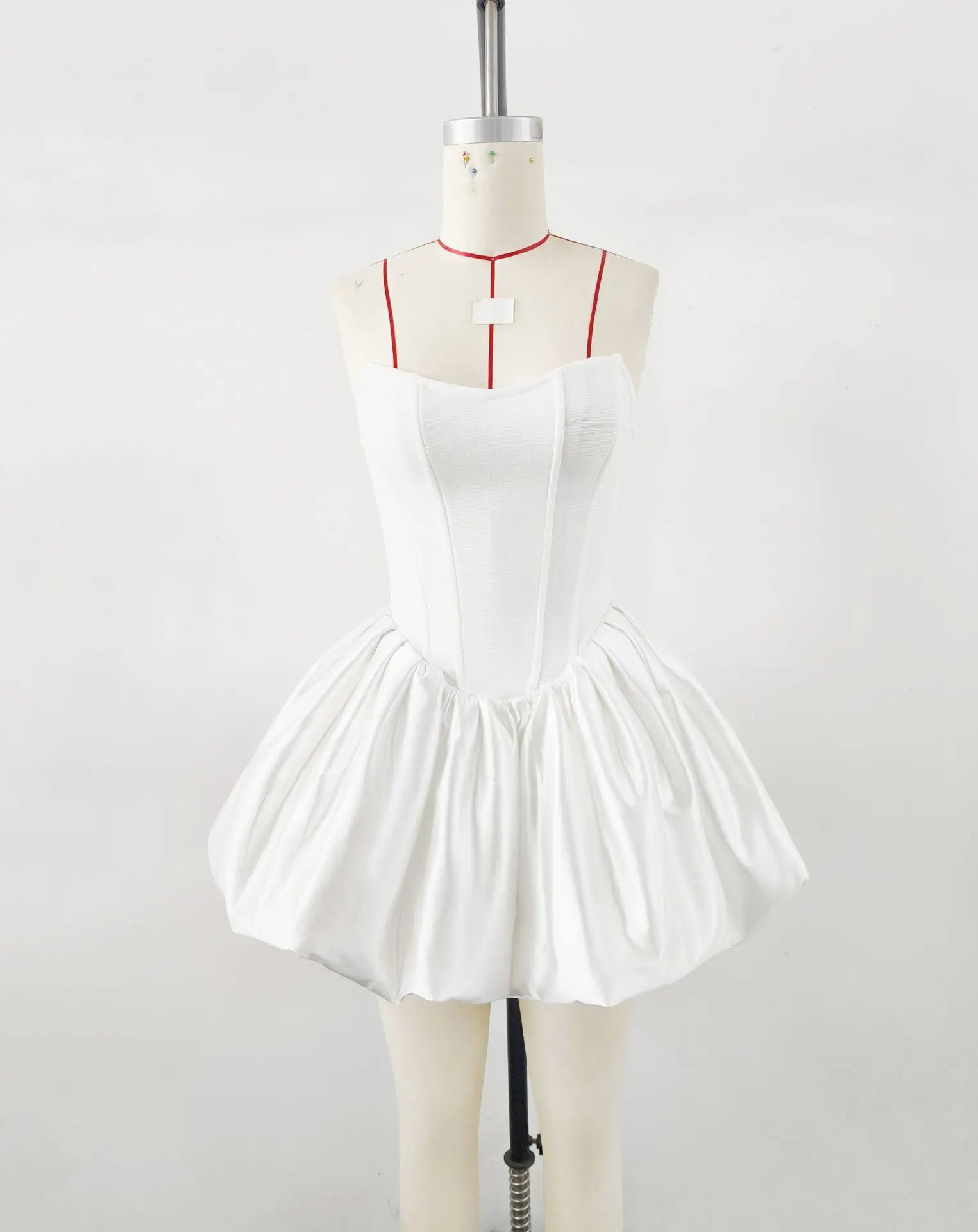 White Black Color Women Sexy Strapless Ball Gown Mini Bandage Dress Celebrate Fashion Birthday Party Girls' Vacation Dress WHITE