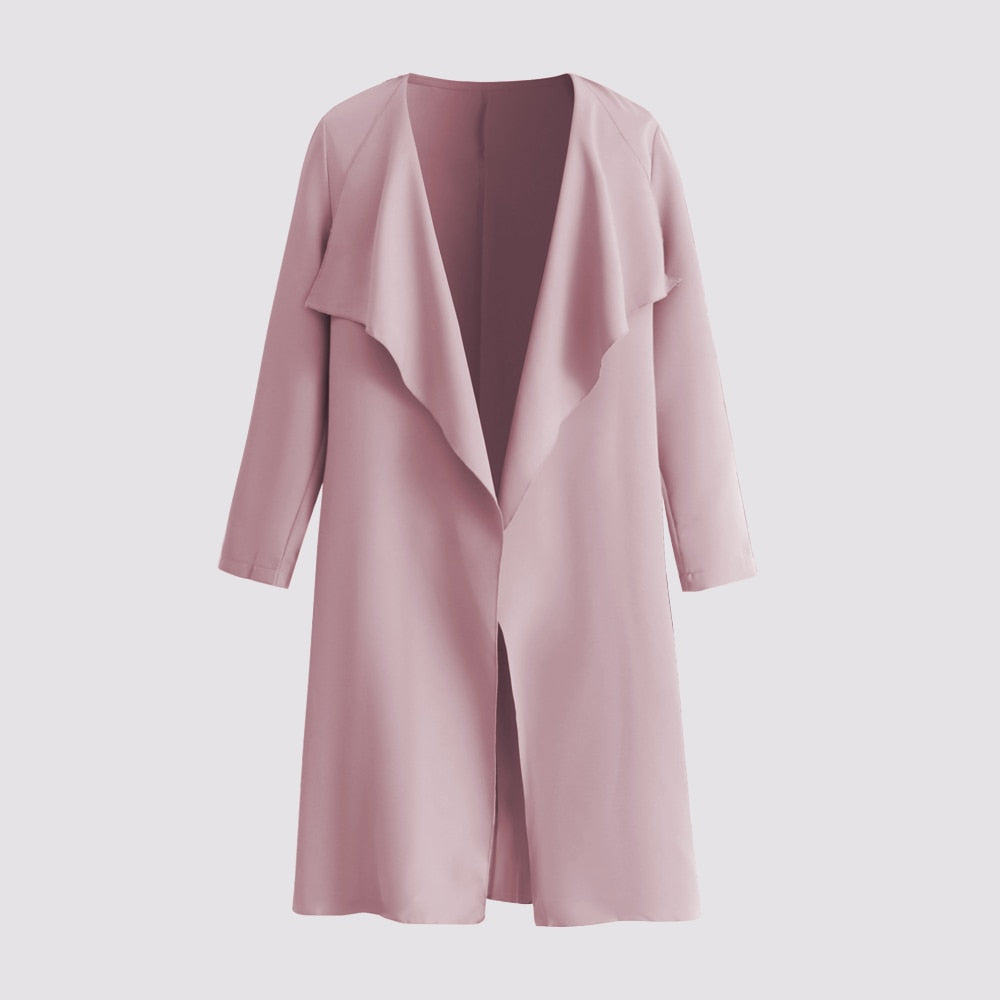 Women Autumn Jacket Large Plus Size 4XL Trench Coats Winter 2022 Solid Clothing Turn-down Collar Elegant Office Ladies Windbreak Pink