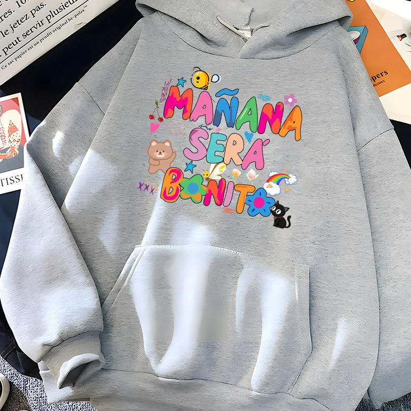 Rainbow Letter Print Women Sweatshirt Soft Warm Casual Female Hoodies Autumn Loose Fleece Tops for Girls