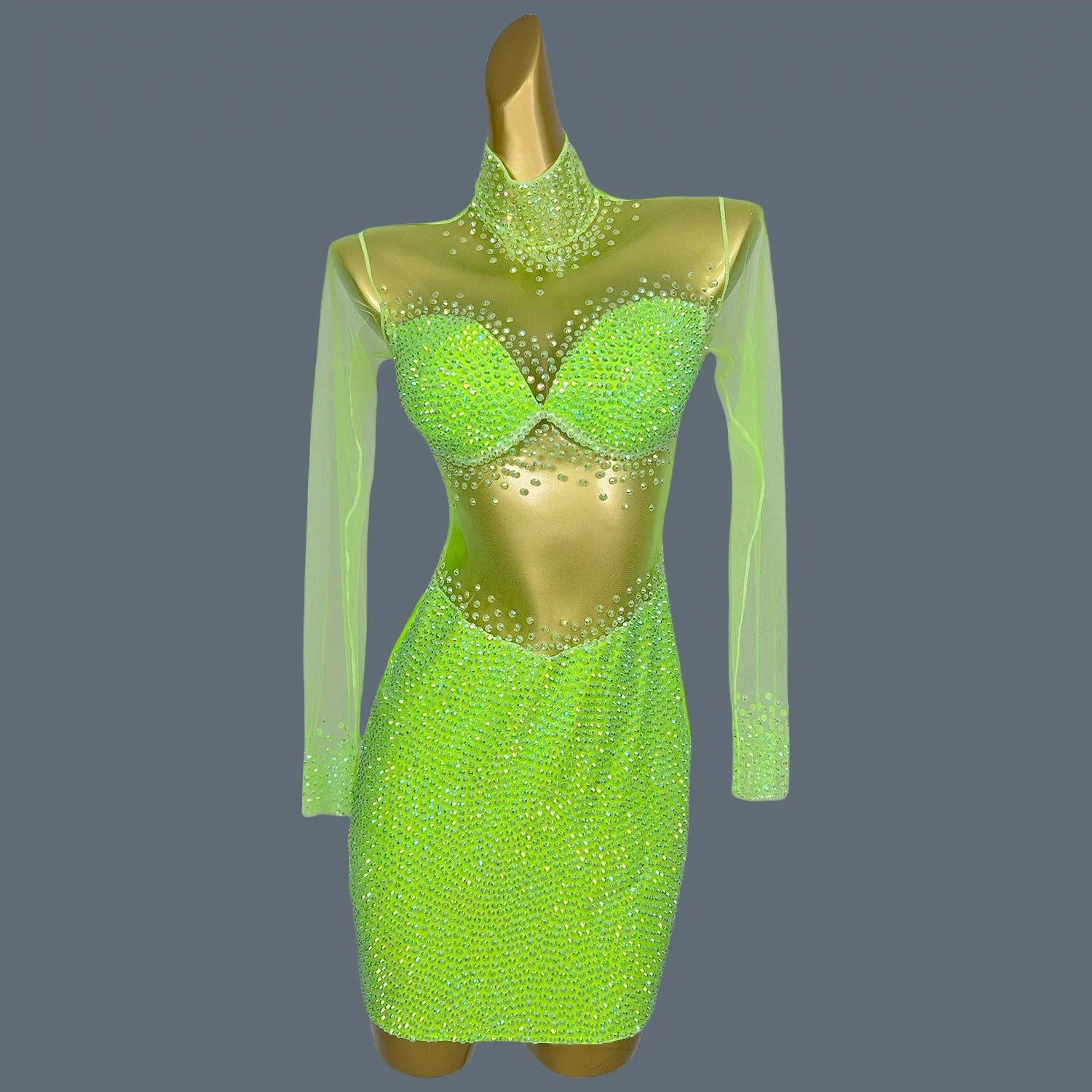 Luxury Red Diamante Short Cocktail Dress Sparkling Crystal Beaded Sexy Mini Dress Vestidos Para Eventos Especial Wangshazuan Fluorescent Green