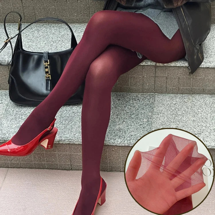 1/2Pcs Vintage Wine Red Stockings Pantyhose Women Burgundy Thin Thick Super Elastic Sexy Tights Anti-Hooker Senior Pantyhose Ultrathin-1pc