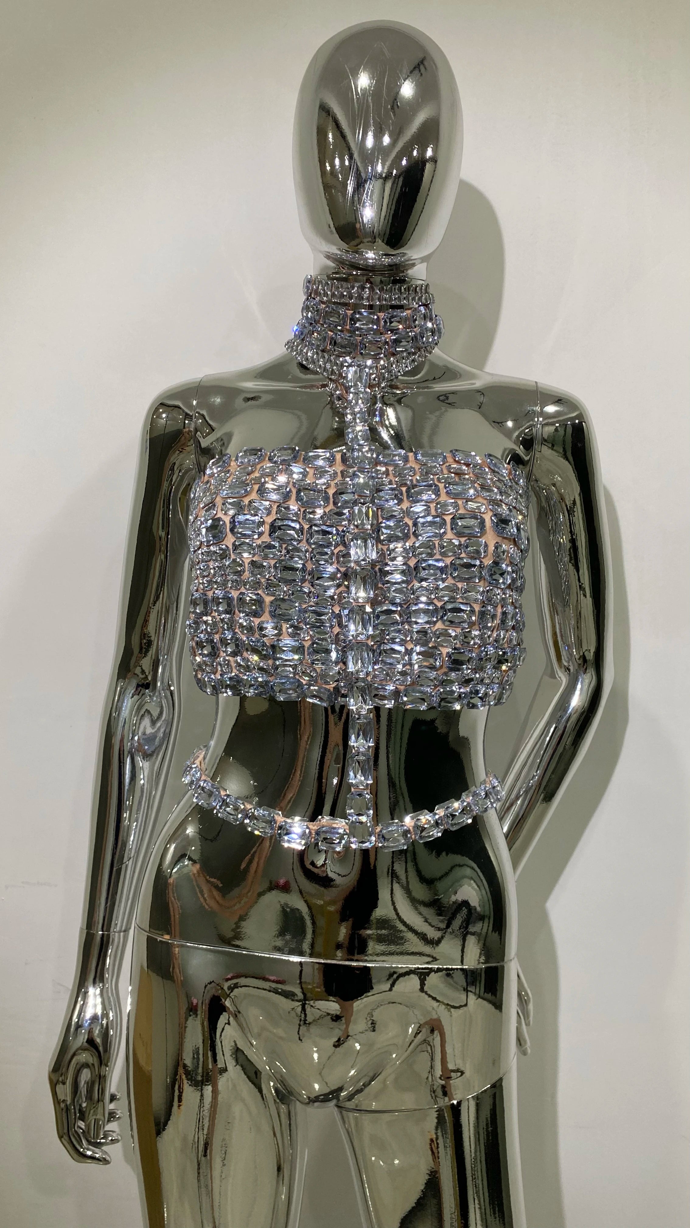 Celebrity Fashion Red Carpet Wear Women Shinning Big Crystal Sexy Halter Tops Nightclub Party TV Show Tops Tank High Quality Silver