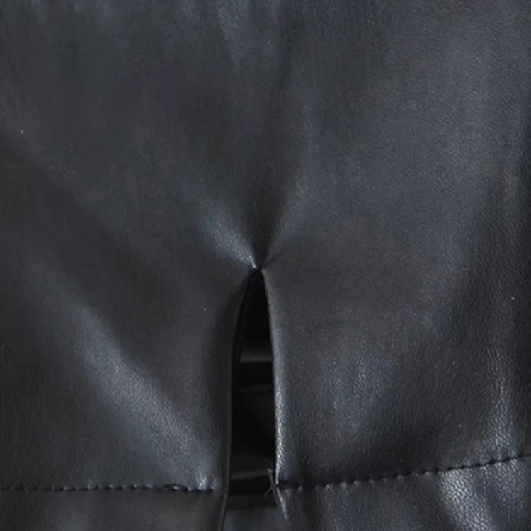 Lautaro Black Soft Stretchy Lightweight Pu Leather Mini Skirt Women with Slit Low V Waist Sexy Short Summer Luxury Chic Clothes