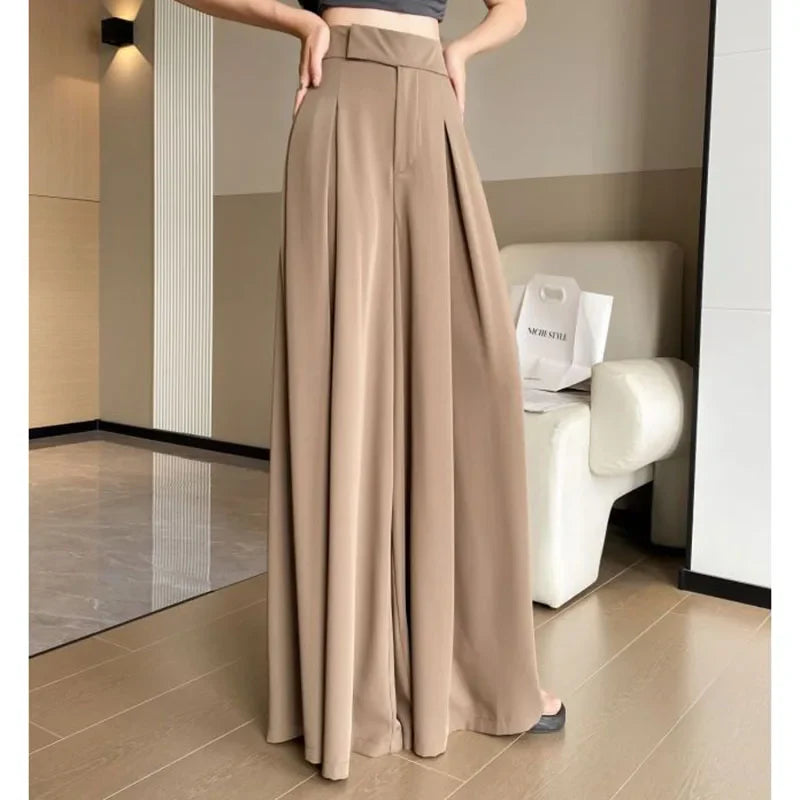 Wide Leg Pants Women Elegant Hight Waist Korean Suit Sweatpants Streetwear Loose Casual Female Draped Full Length Trousers