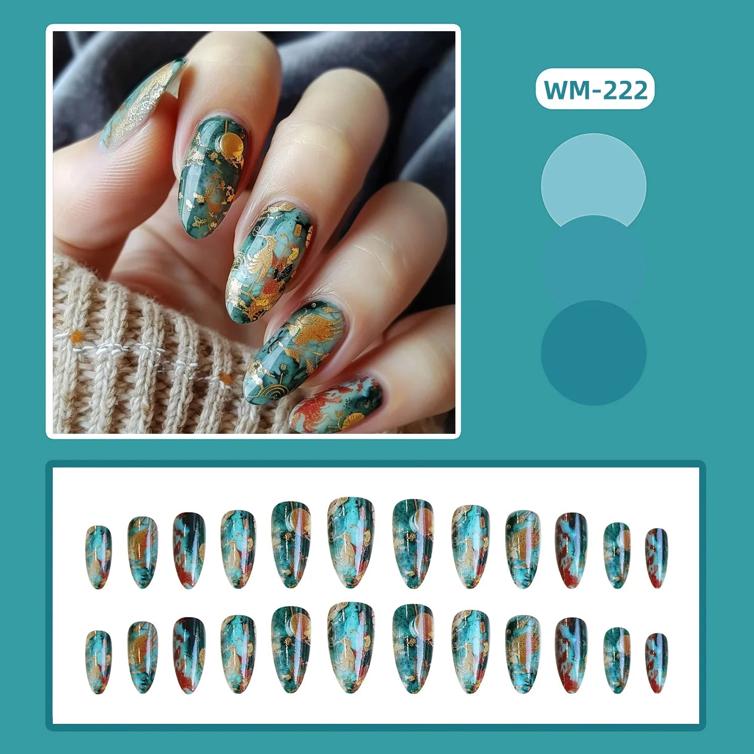 24pcs Classical Flowers Press on Nails Watercolor Butterflys Flowers Print False Nails Wearable Spicy Girls Fake Nails for Women 3