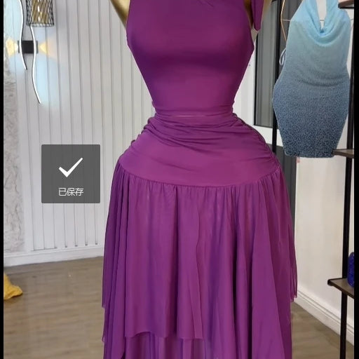 Women Tie Up Shoulder Sleeveless Knit Tank Top and Irregular Maxi Long Skirt Suit 2025 Summer Two 2 Piece Set Outfits