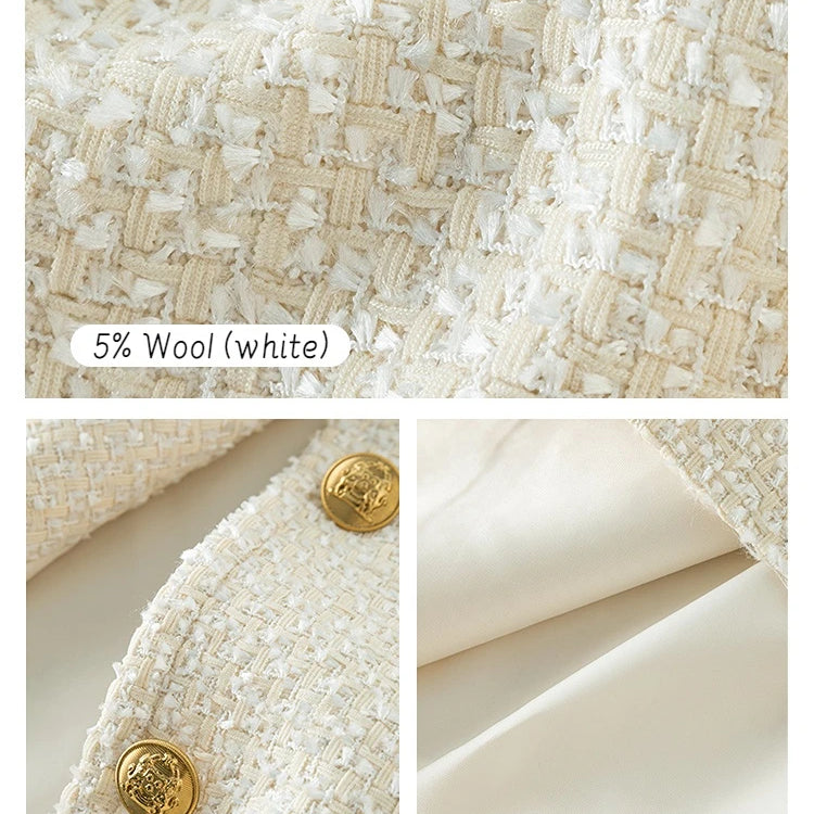 Tweed Jacket Women Autumn Short Coat Mini Skirts Temperament Two-piece Suit Design Sense Graceful Special Female Suits