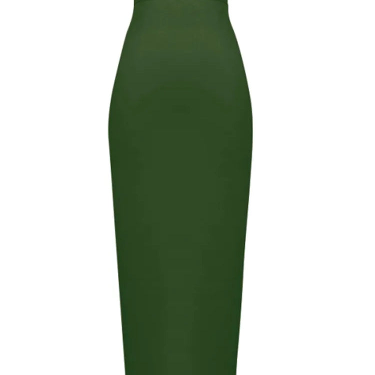 Women Candy Color Sexy Neon Green Pink Orange Yellow Pink Midi Knee Length Bandage Skirt Designer Pencil Skirt Faldas 78cm 666-Army Green