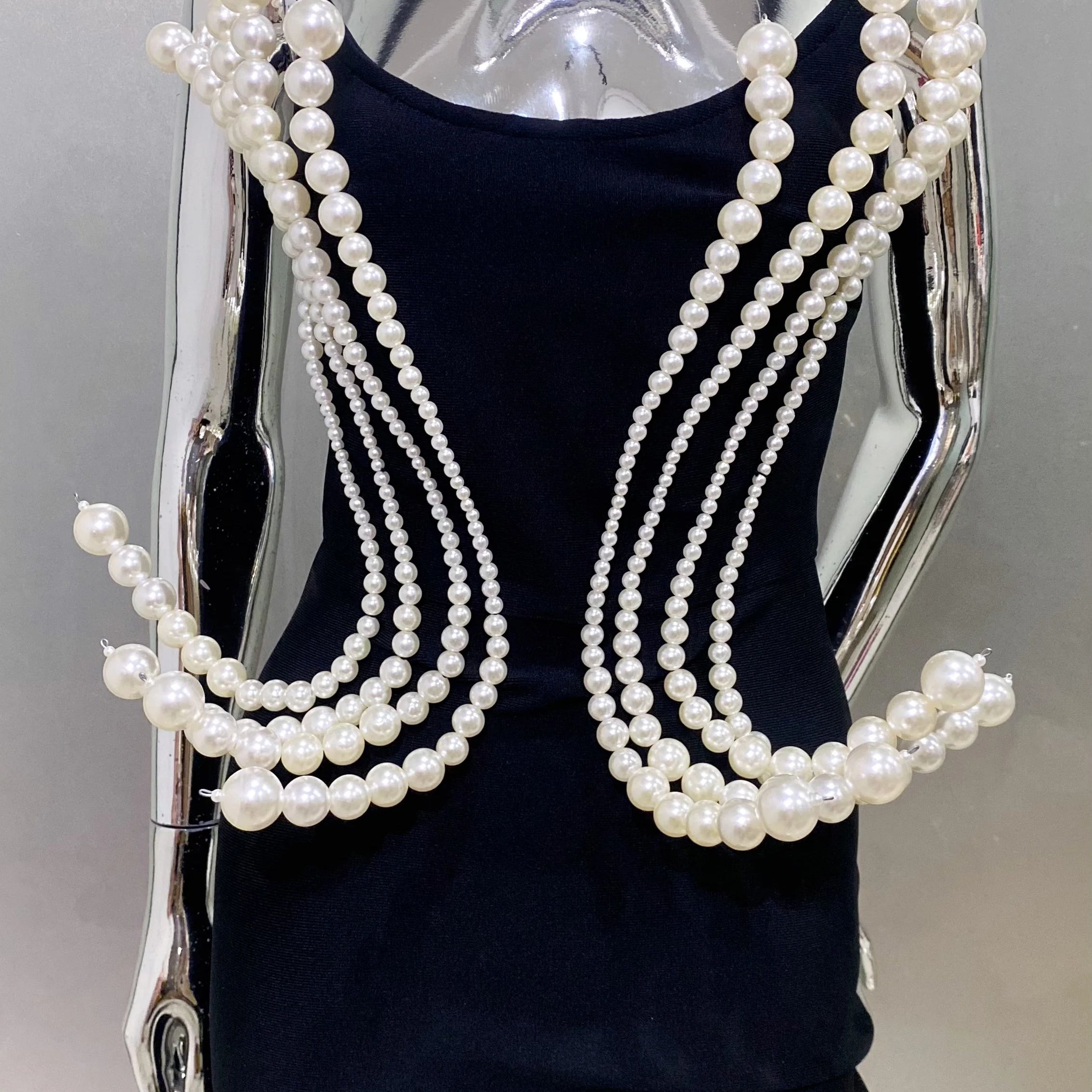 2025 Luxury Pearl Geometric Design strapless Package Hips Bandage Long Dress Elegant Woman Party Dress Celebrity Party Vestido