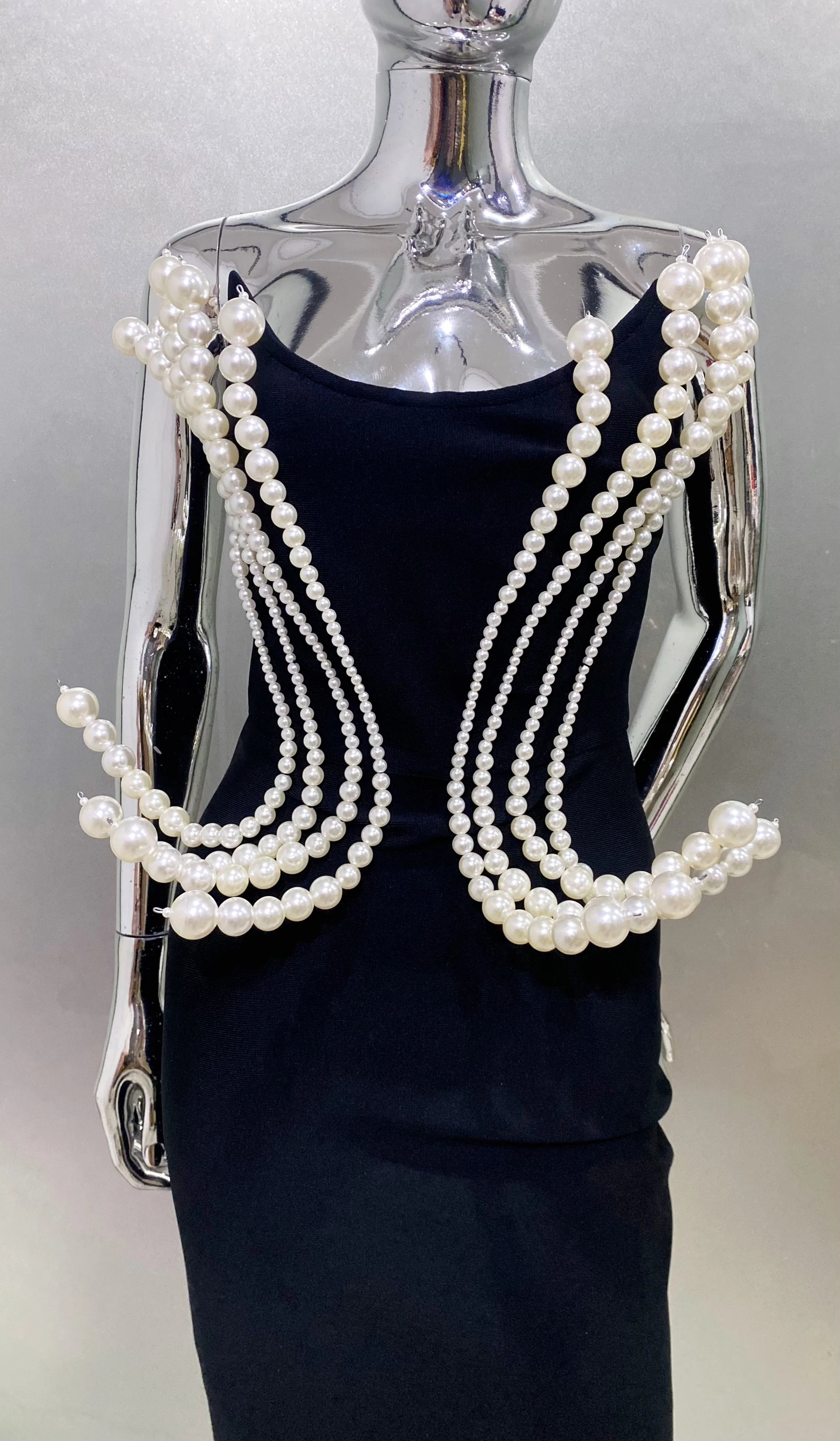 2025 Luxury Pearl Geometric Design strapless Package Hips Bandage Long Dress Elegant Woman Party Dress Celebrity Party Vestido