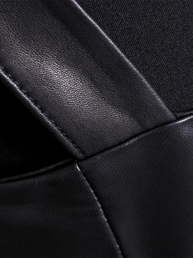 Spring Fit and Flare Soft Faux Leather Dress Elegant Luxury Red Maxi Dresses for Women 2022 long Retro Fashion Clothes