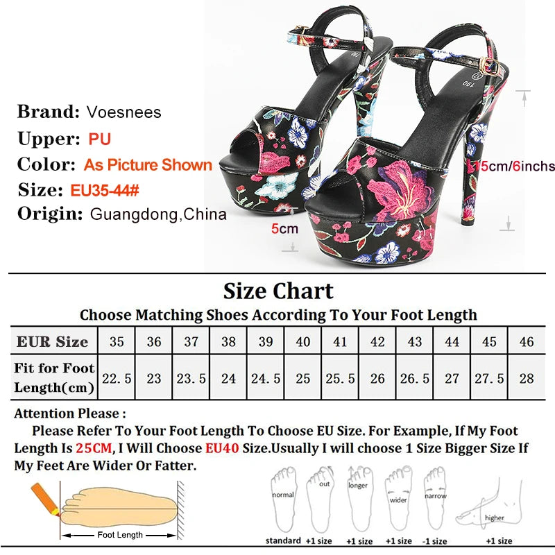 Summer Graffiti High Heels Women Sandals Platform Thin Heels Nightclub Fetish Stilettos 15CM Sexy Pole Dancing Shoes Plus Size