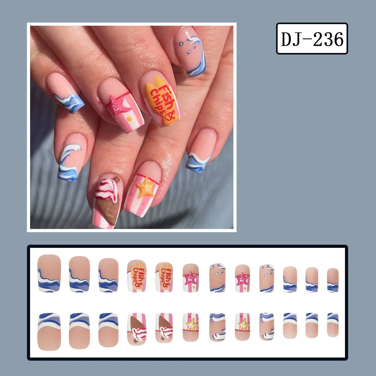 24pcs y2k Black French Press on Nails Short Square Pink Heart Fake Nails Full Cover Wearable Sweet Valentine's Day False Nails 8