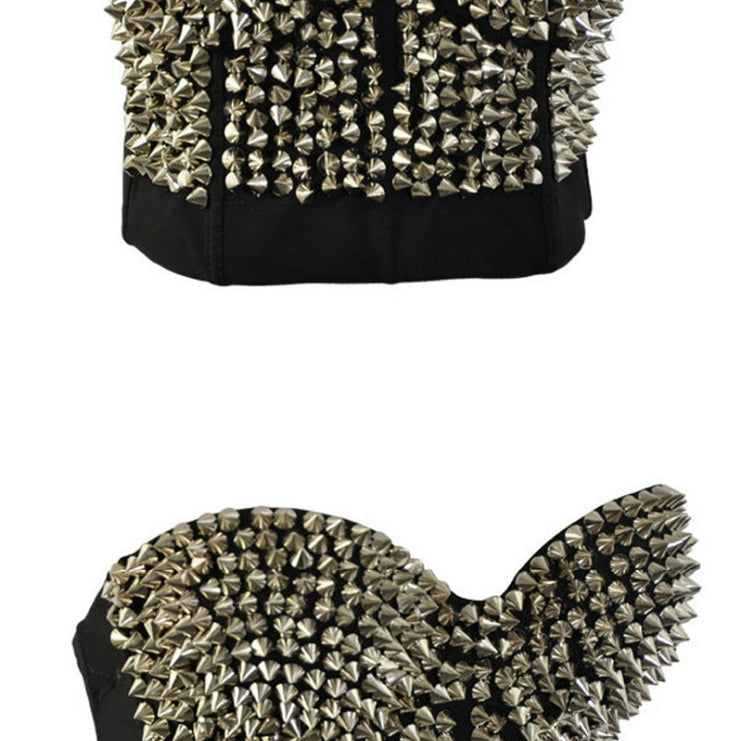 Sexy Bra Women Fashion Spike Stud Rivet Bra Gold Silver Lingerie Punk Party Wear Clubwear push up Bra for women