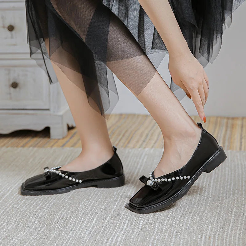 The 2023 new fashion brand designed women with low single shoes Square head spring large size casual shoes 41-43