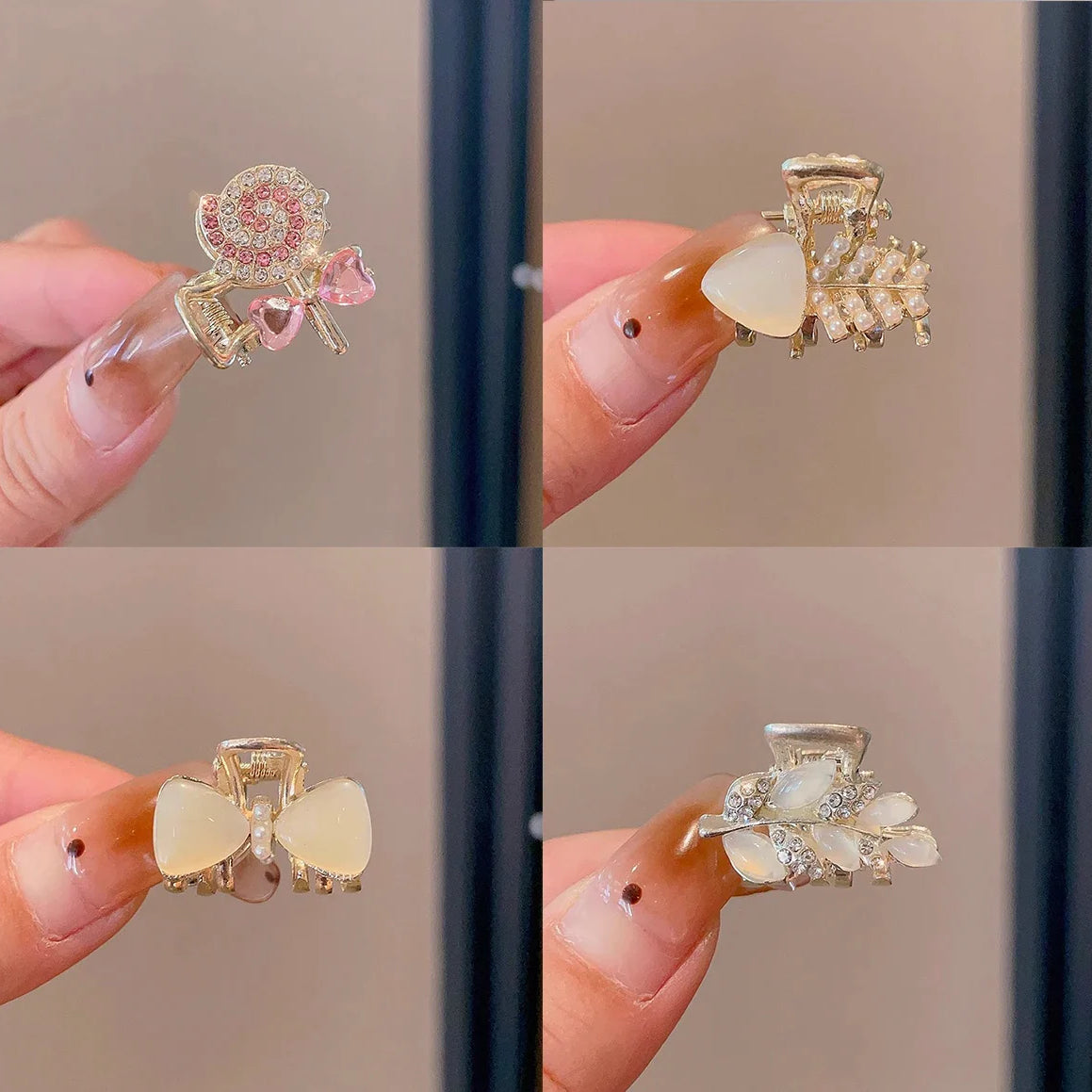 Mini Pearl Hair Claws Clips for Women Elegant Rhinestone Headwear Hairpins Hair Crab Barrettes Hair Accessories for Women 4pcs 3 One Size